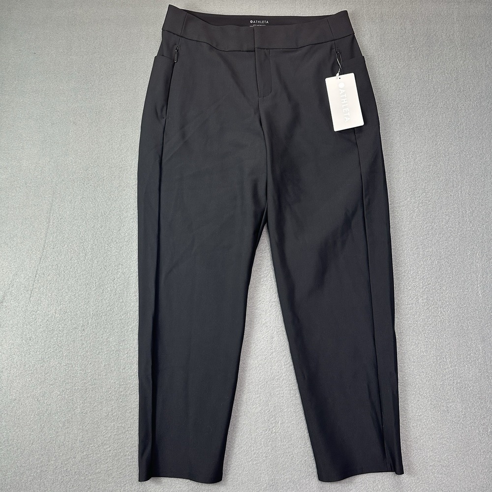 Athleta Stellar Trouser 8p Petite Black Pant Slim Zip Work Pants Travel NWT